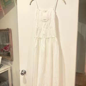 Zara Women’s White Maxi Dress with Spaghetti Straps